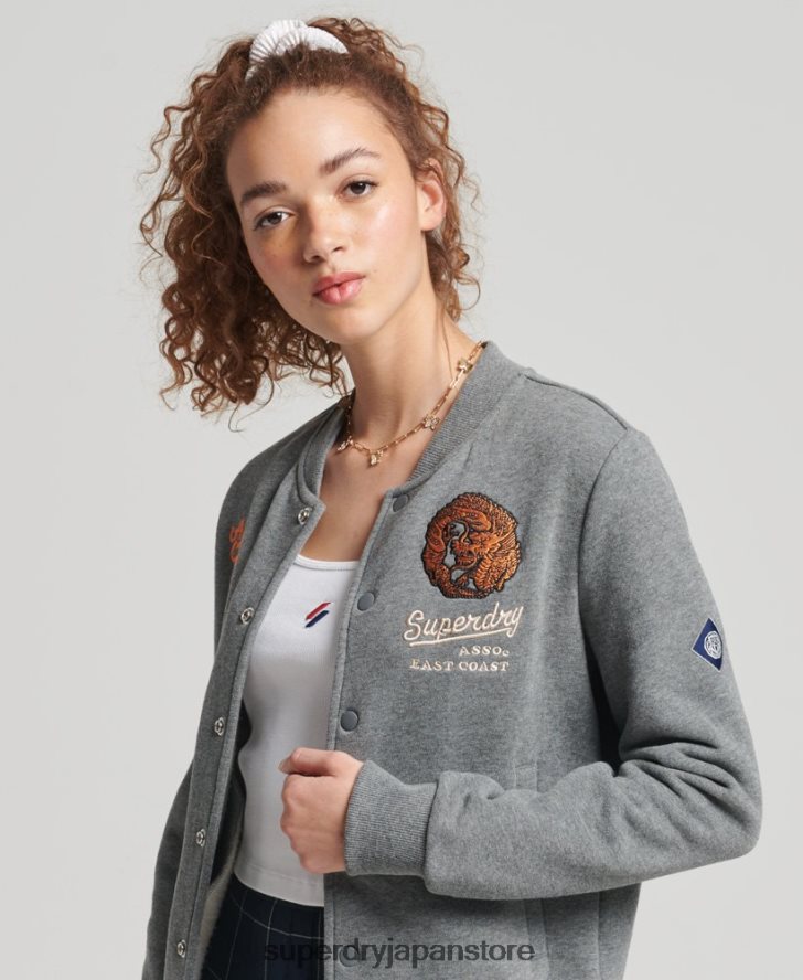カレッジジャージー ボンバージャケット 女性 Superdry 衣類 グレー 2J62PZ5881