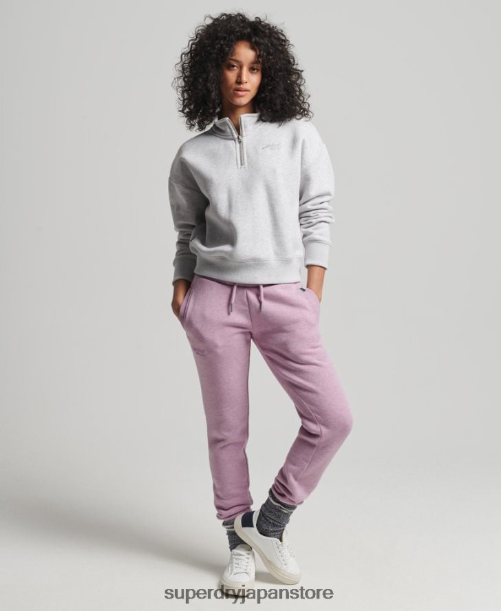 オーガニックコットン ヴィンテージロゴ ヘンリースウェットシャツ 女性 Superdry 衣類 ライトグレー 2J62PZ5883