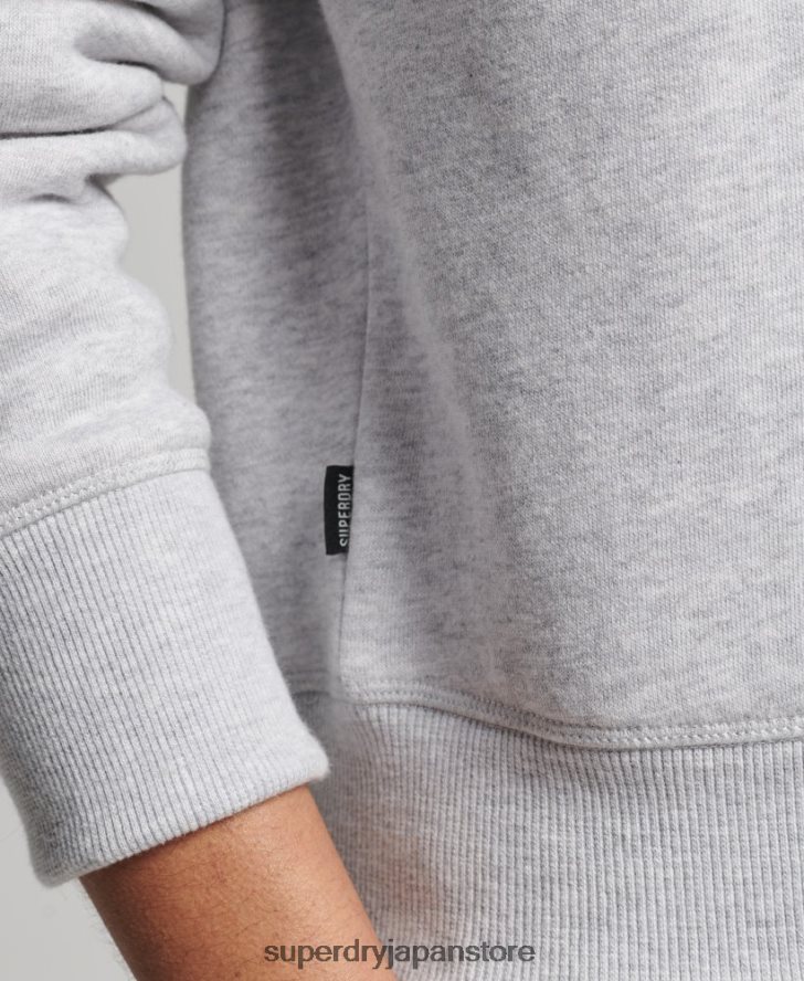 オーガニックコットン ヴィンテージロゴ ヘンリースウェットシャツ 女性 Superdry 衣類 ライトグレー 2J62PZ5883