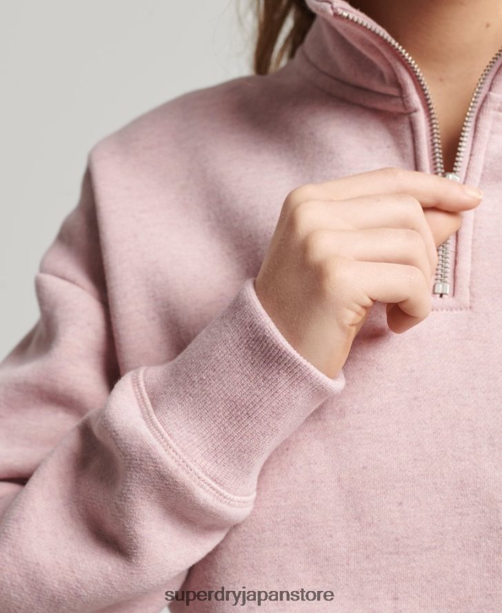 オーガニックコットン ヴィンテージロゴ ヘンリースウェットシャツ 女性 Superdry 衣類 ピンク 2J62PZ5886