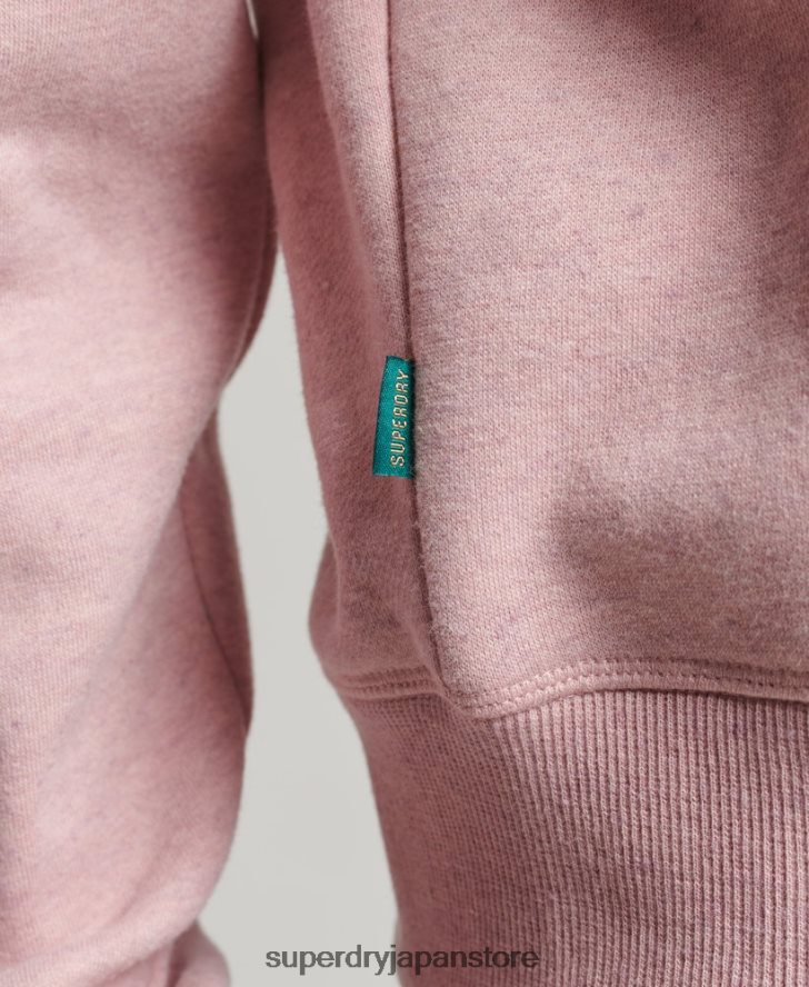 オーガニックコットン ヴィンテージロゴ ヘンリースウェットシャツ 女性 Superdry 衣類 ピンク 2J62PZ5886