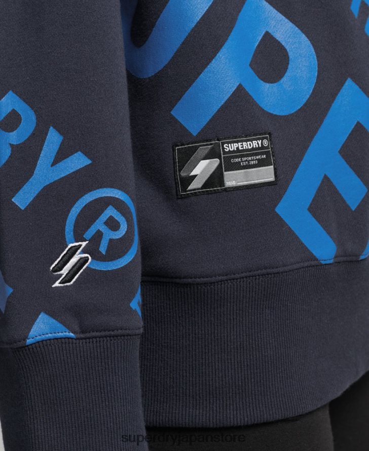 コアロゴ総柄プリントクルースウェットシャツ 女性 Superdry 衣類 海軍 2J62PZ5887