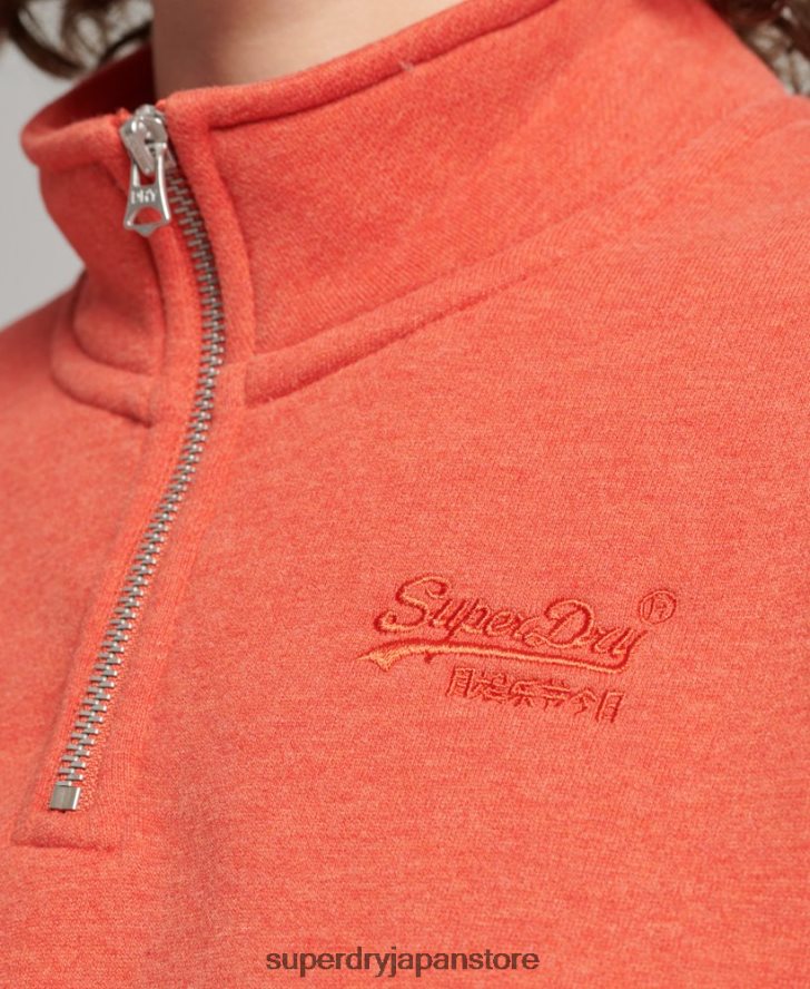オーガニックコットン ヴィンテージロゴ ヘンリースウェットシャツ 女性 Superdry 衣類 オレンジ 2J62PZ5891