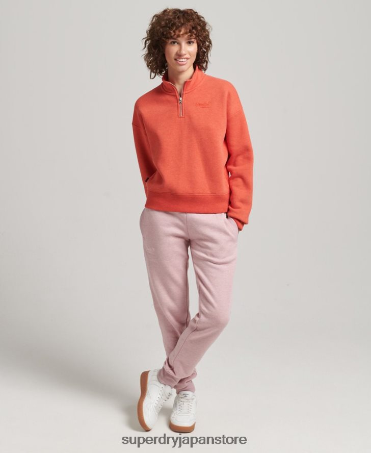 オーガニックコットン ヴィンテージロゴ ヘンリースウェットシャツ 女性 Superdry 衣類 オレンジ 2J62PZ5891