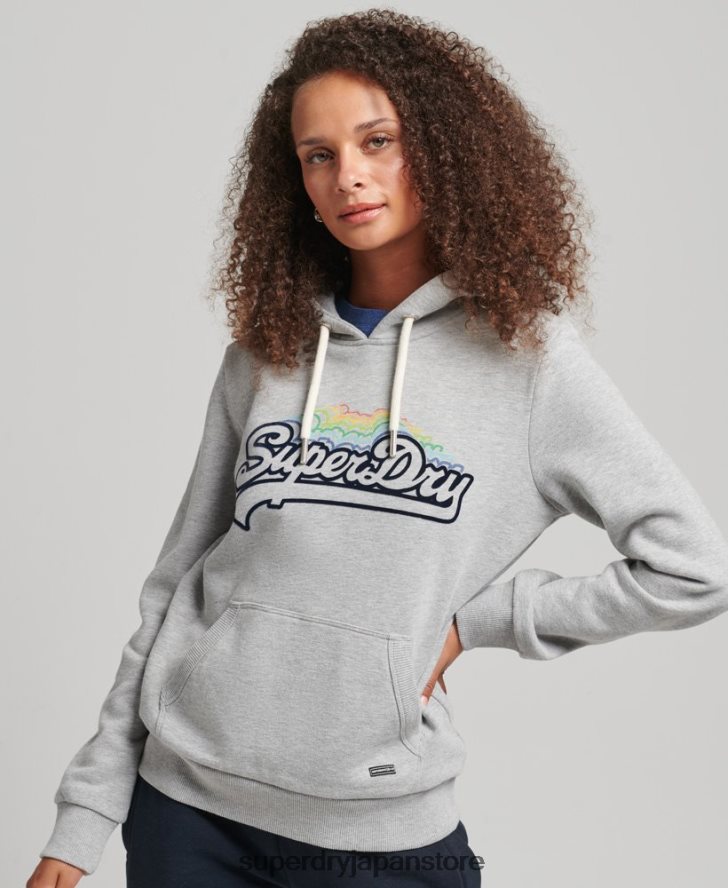 レインボーグラフィックロゴ パーカー 女性 Superdry 衣類 グレー 2J62PZ5892