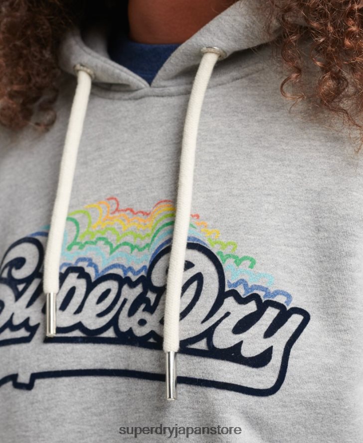 レインボーグラフィックロゴ パーカー 女性 Superdry 衣類 グレー 2J62PZ5892