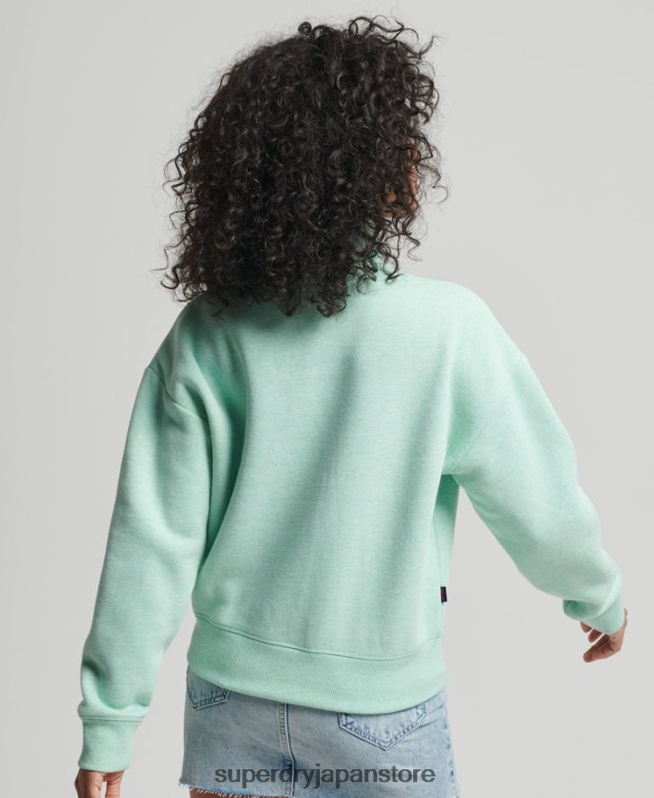 オーガニックコットン ヴィンテージロゴ ヘンリースウェットシャツ 女性 Superdry 衣類 緑 2J62PZ5893