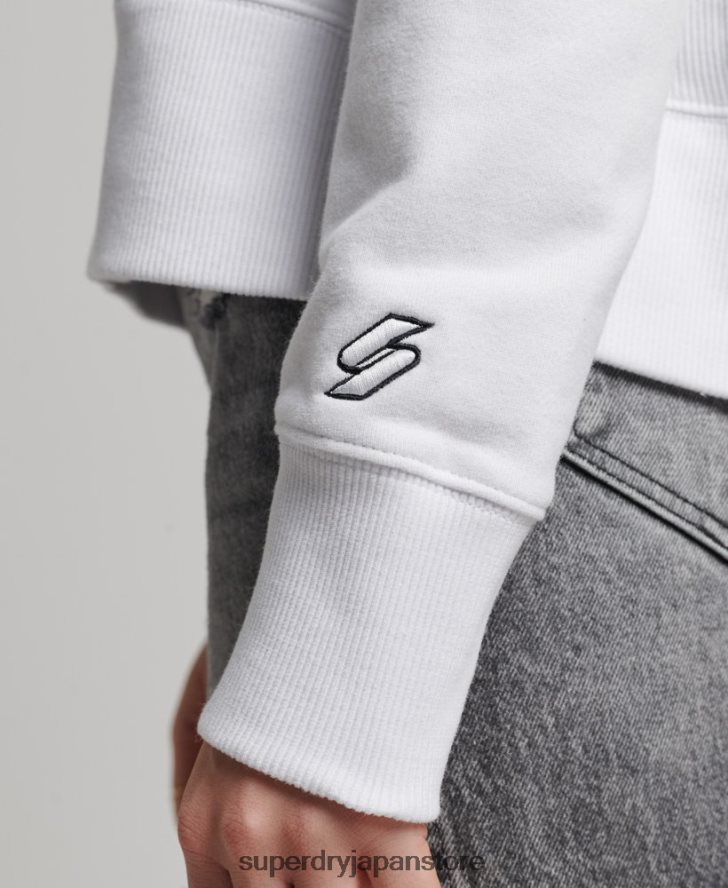 インディペンデントロゴフォイルクロップパーカー 女性 Superdry 衣類 白 2J62PZ5894