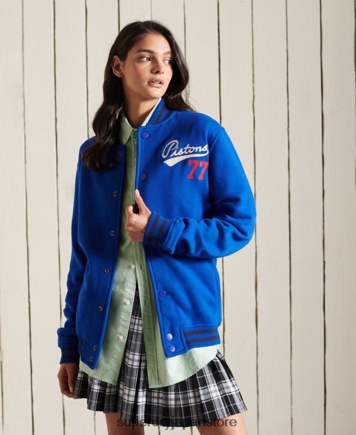 オーバーサイズ カレッジ ジャージー ボンバー ジャケット 女性 Superdry 衣類 青 2J62PZ5895