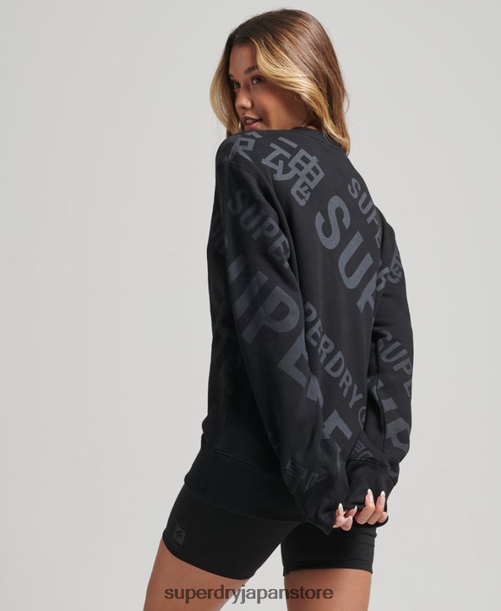 コアロゴ総柄プリントクルースウェットシャツ 女性 Superdry 衣類 黒 2J62PZ5896