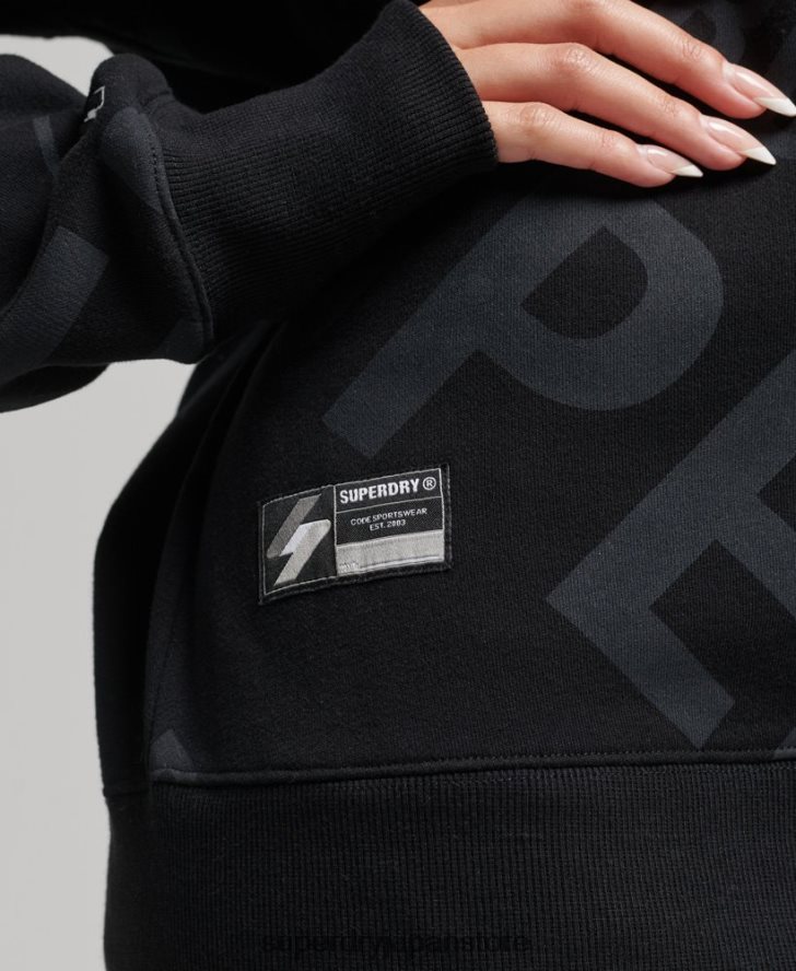 コアロゴ総柄プリントクルースウェットシャツ 女性 Superdry 衣類 黒 2J62PZ5896