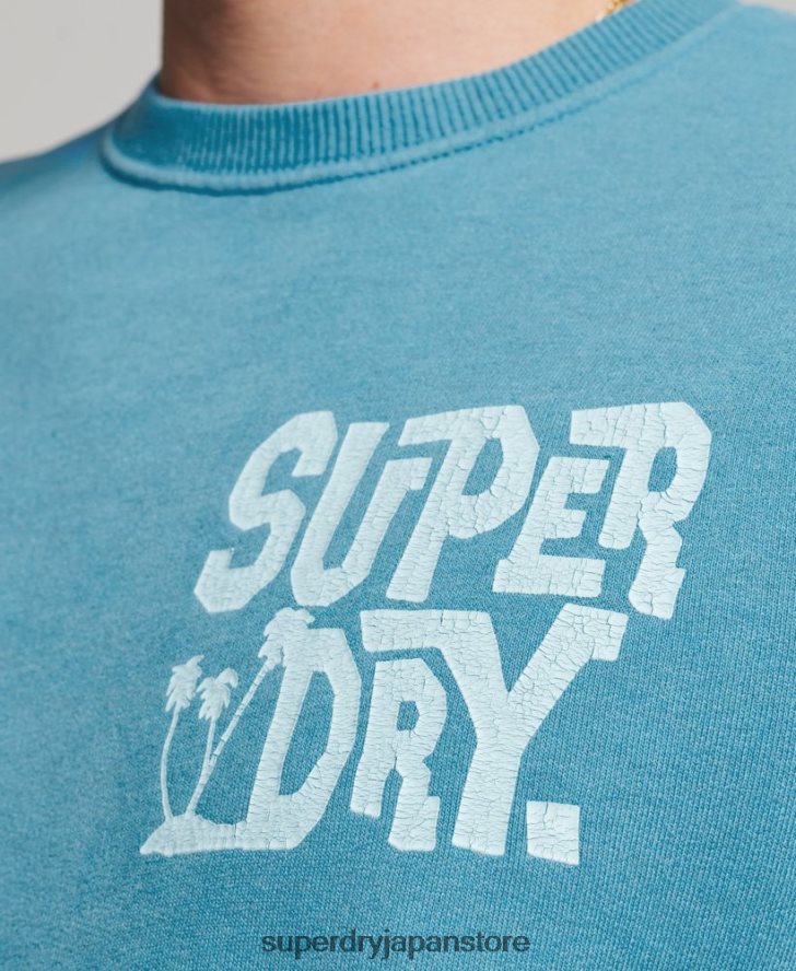 トラベルステッカー クルースウェットシャツ 男性 Superdry 衣類 青 2J62PZ589