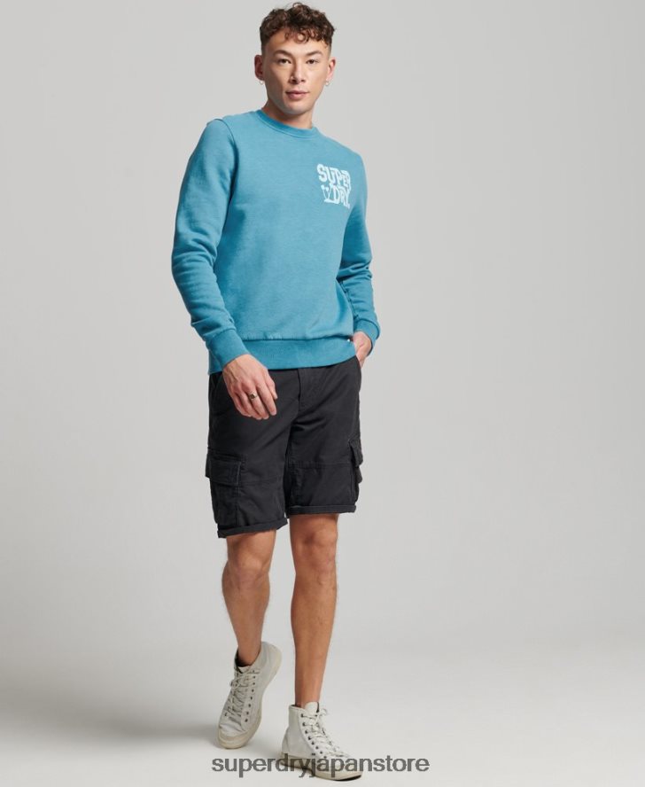 トラベルステッカー クルースウェットシャツ 男性 Superdry 衣類 青 2J62PZ589