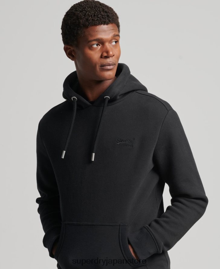 オーガニックコットン エッセンシャル ロゴ パーカー 男性 Superdry 衣類 黒 2J62PZ590