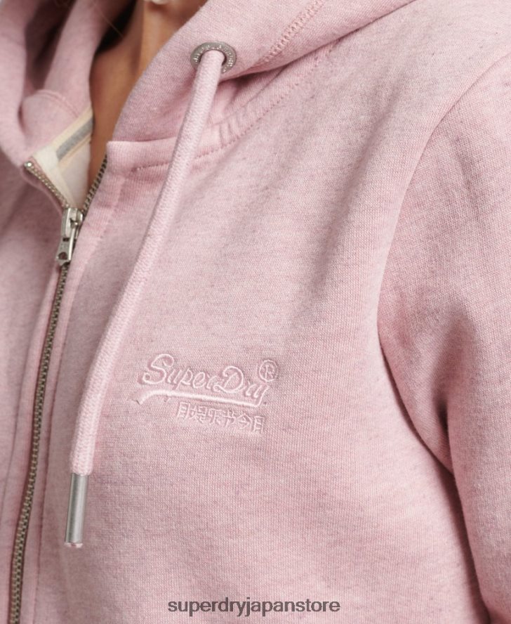 オーガニックコットン エッセンシャル ロゴ ジップ パーカー 女性 Superdry 衣類 ピンク 2J62PZ5900