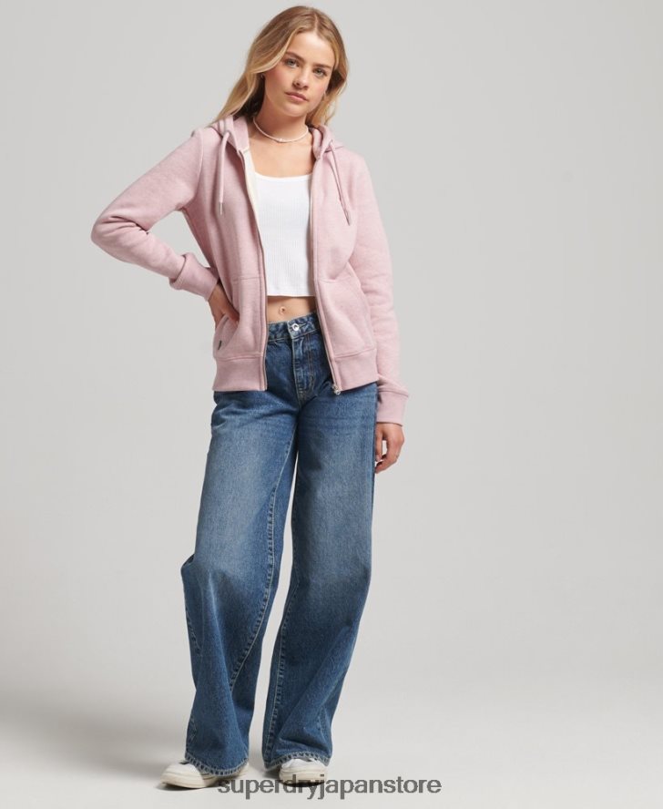 オーガニックコットン エッセンシャル ロゴ ジップ パーカー 女性 Superdry 衣類 ピンク 2J62PZ5900