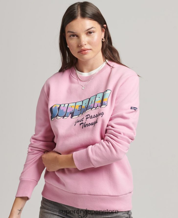 ヴィンテージ トラベル クルー スウェットシャツ 女性 Superdry 衣類 ピンク 2J62PZ5902