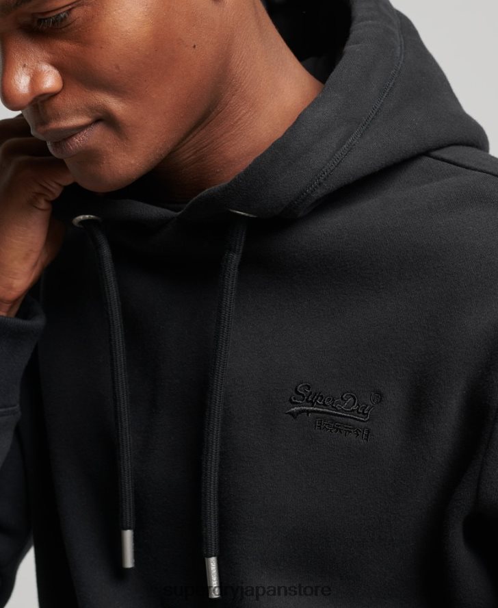 オーガニックコットン エッセンシャル ロゴ パーカー 男性 Superdry 衣類 黒 2J62PZ590