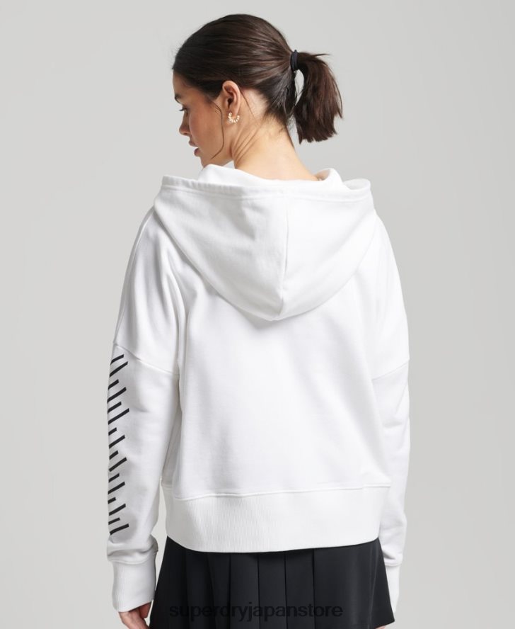 コードコアスポーツクロップボックスパーカー 女性 Superdry 衣類 白 2J62PZ5913