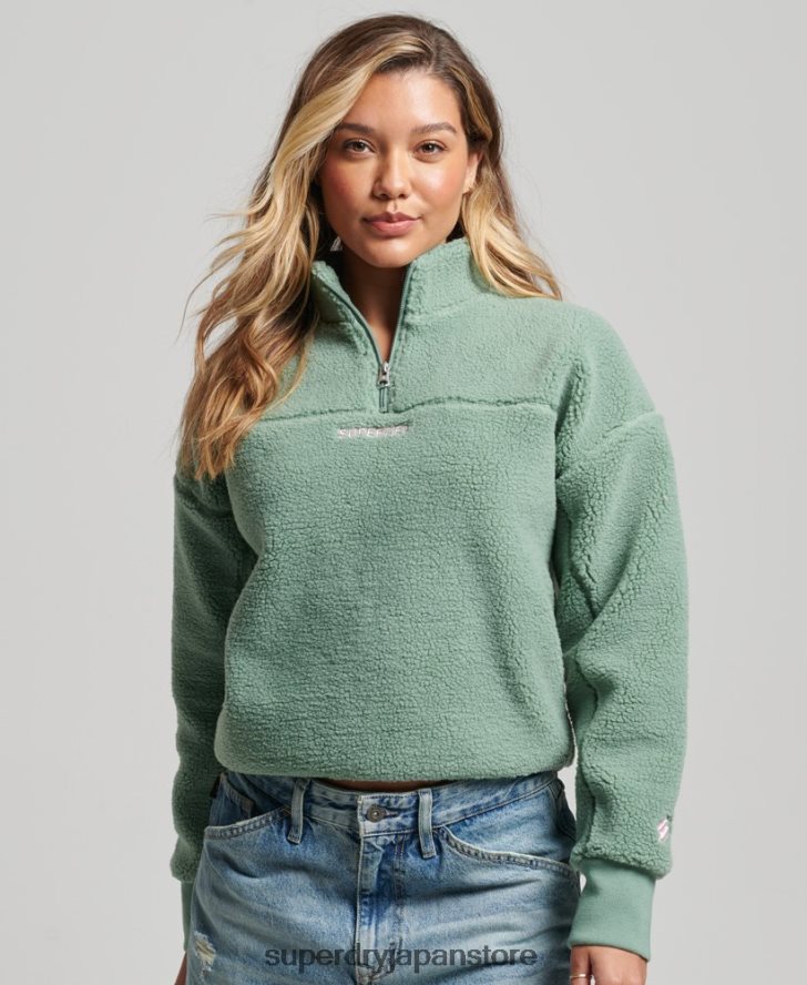 ソフトな裏地付きヘンリーボルグスウェットシャツ 女性 Superdry 衣類 緑 2J62PZ5914
