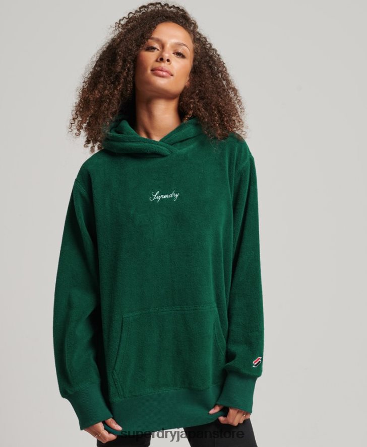 グラフィック フリース オーバーサイズ パーカー 女性 Superdry 衣類 緑 2J62PZ5919