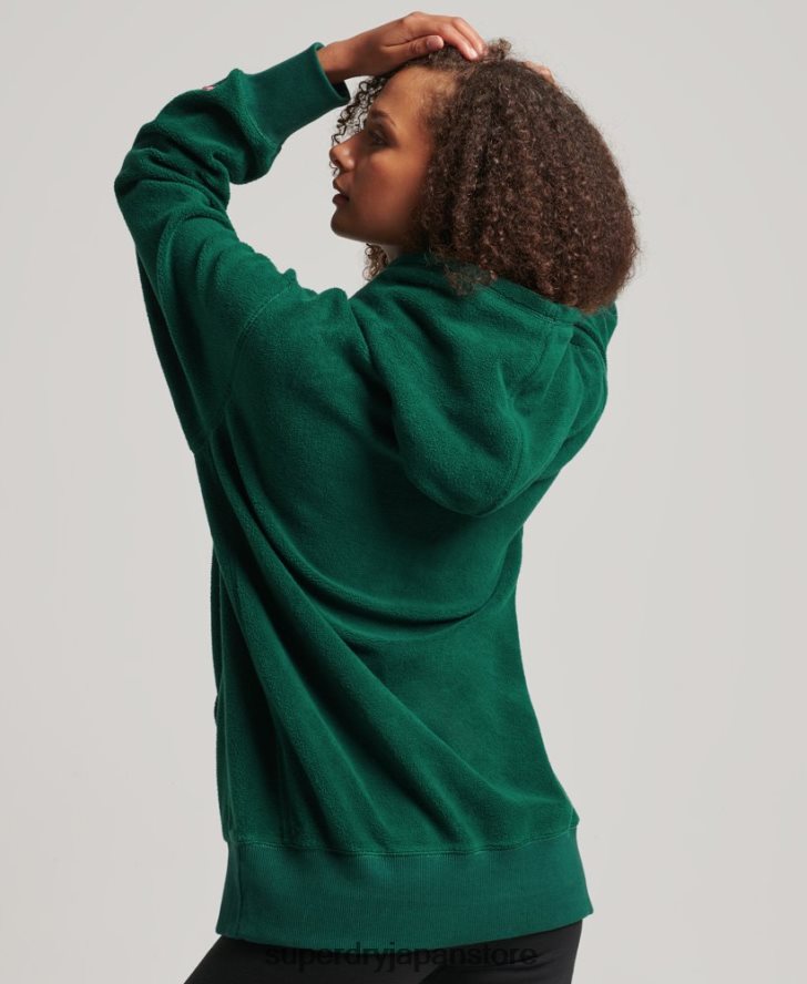 グラフィック フリース オーバーサイズ パーカー 女性 Superdry 衣類 緑 2J62PZ5919