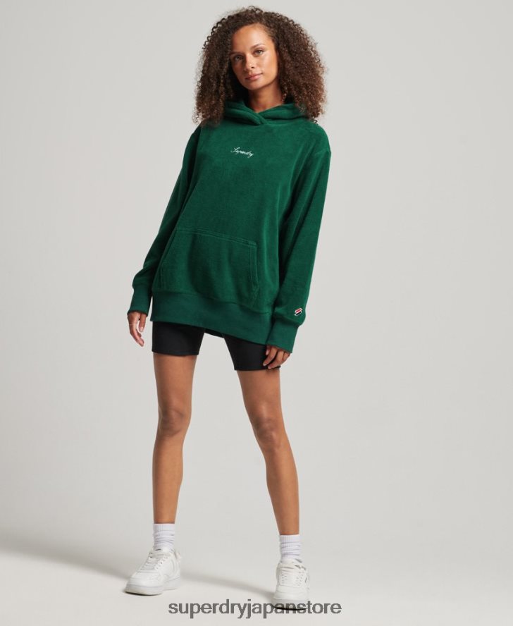 グラフィック フリース オーバーサイズ パーカー 女性 Superdry 衣類 緑 2J62PZ5919