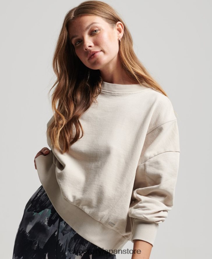 オーガニックコットン フレックス バットウィング クルー スウェットシャツ 女性 Superdry 衣類 ベージュ 2J62PZ5924