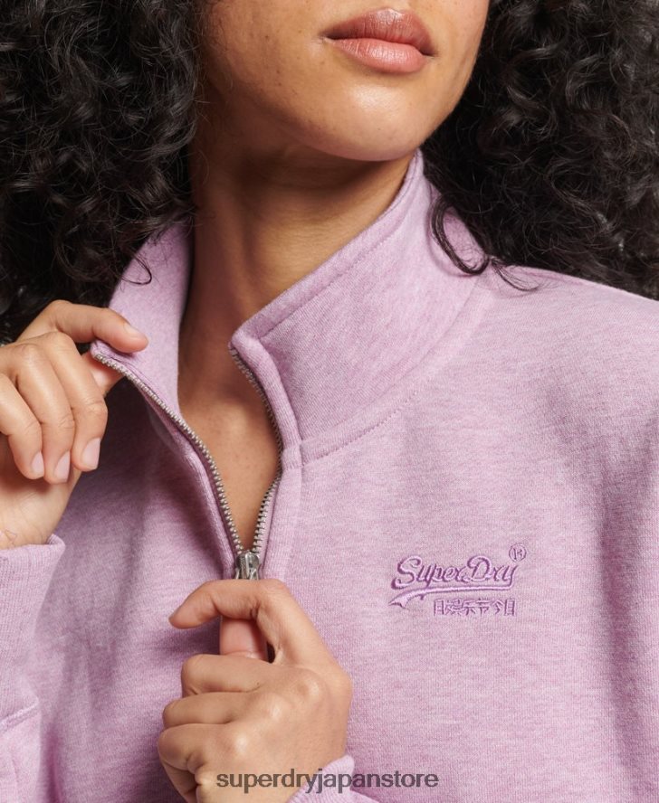 オーガニックコットン ヴィンテージロゴ ヘンリースウェットシャツ 女性 Superdry 衣類 紫 2J62PZ5926