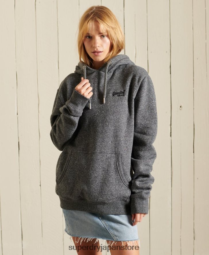 ルーズフィットのヴィンテージロゴ刺繍パーカー 女性 Superdry 衣類 濃い灰色 2J62PZ5929