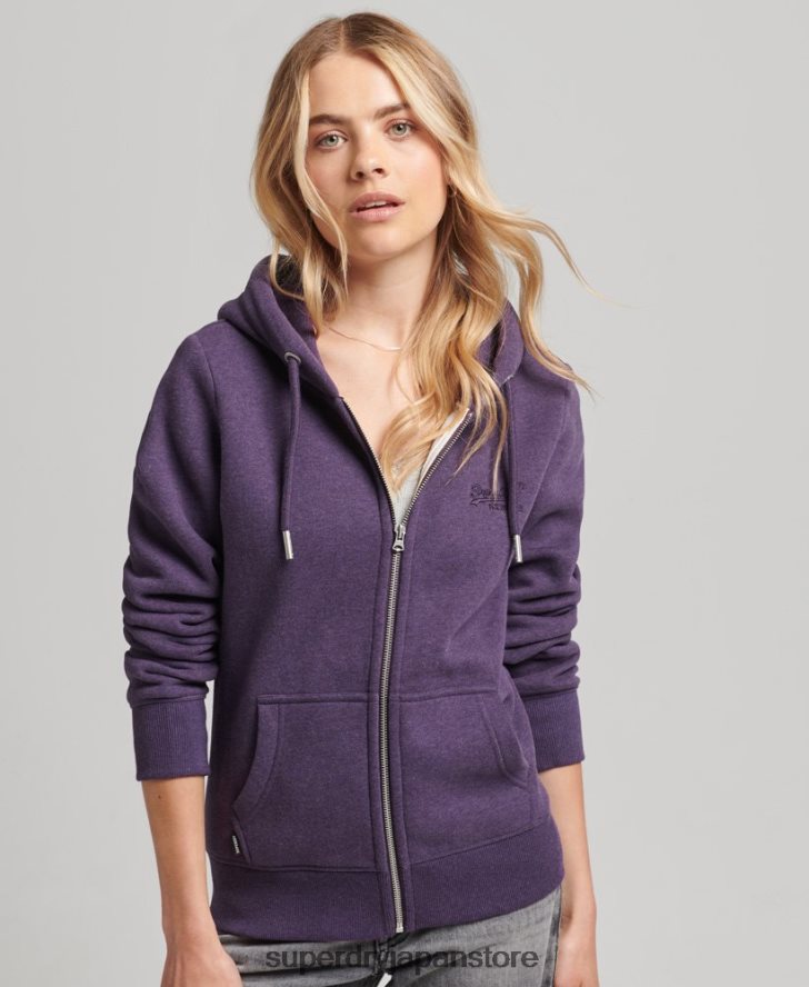 オーガニックコットン エッセンシャル ロゴ ジップ パーカー 女性 Superdry 衣類 紫 2J62PZ5930