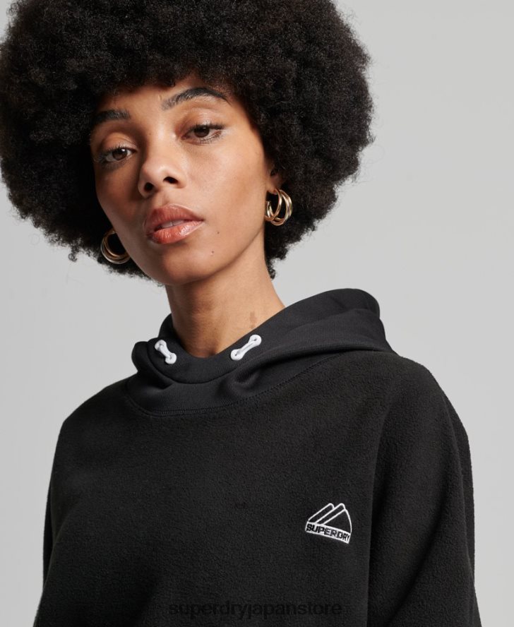 マウンテンフリースクロ​​ップパーカー 女性 Superdry 衣類 黒 2J62PZ5932