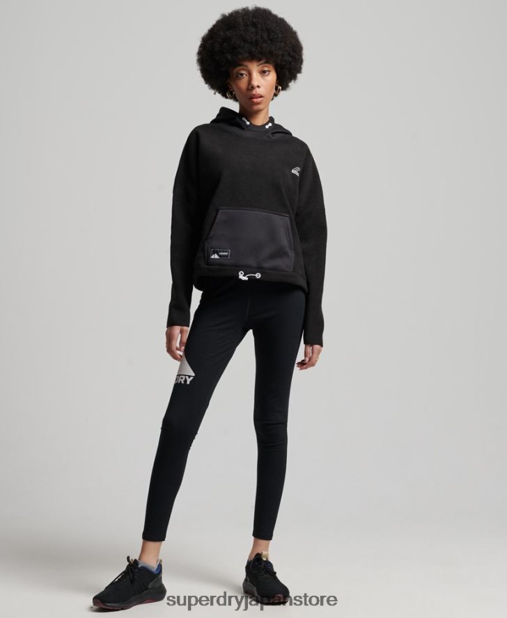 マウンテンフリースクロ​​ップパーカー 女性 Superdry 衣類 黒 2J62PZ5932