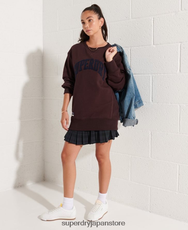 バーシティ アーチ ルーズ クルー スウェットシャツ 女性 Superdry 衣類 赤 2J62PZ5935