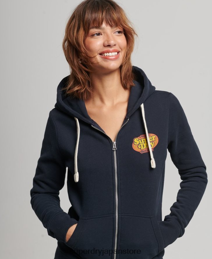 ヴィンテージクーパーノスタルジックジップパーカー 女性 Superdry 衣類 海軍 2J62PZ5936