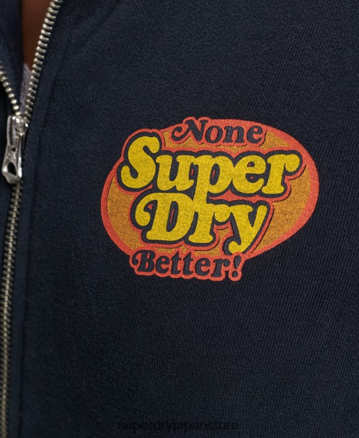 ヴィンテージクーパーノスタルジックジップパーカー 女性 Superdry 衣類 海軍 2J62PZ5936
