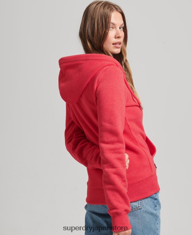 オーガニックコットン エッセンシャル ロゴ ジップ パーカー 女性 Superdry 衣類 赤 2J62PZ5938