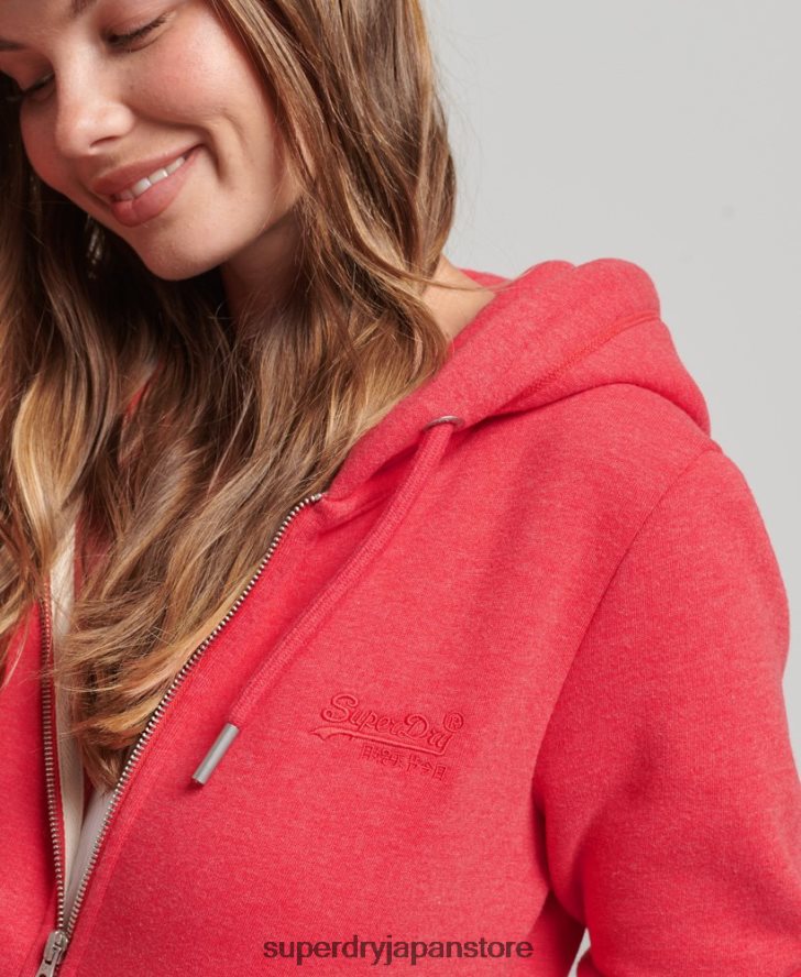オーガニックコットン エッセンシャル ロゴ ジップ パーカー 女性 Superdry 衣類 赤 2J62PZ5938