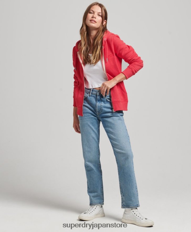 オーガニックコットン エッセンシャル ロゴ ジップ パーカー 女性 Superdry 衣類 赤 2J62PZ5938