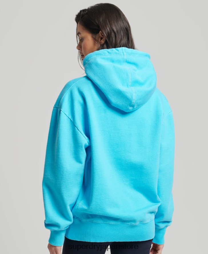 コードロゴガーメントダイオーバーサイズパーカー 女性 Superdry 衣類 ターコイズ 2J62PZ5941