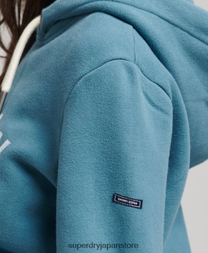 オーガニックコットンコアロゴパーカー 女性 Superdry 衣類 青 2J62PZ5942