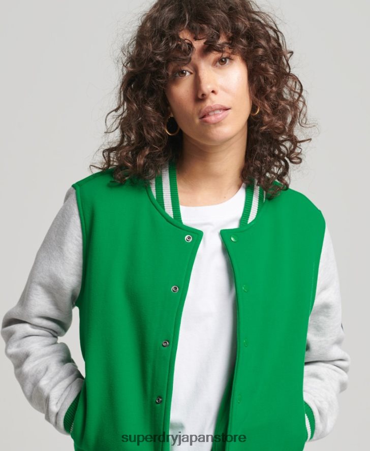 ヴィンテージ バーシティ ジャージー ボンバー ジャケット 女性 Superdry 衣類 緑 2J62PZ5943