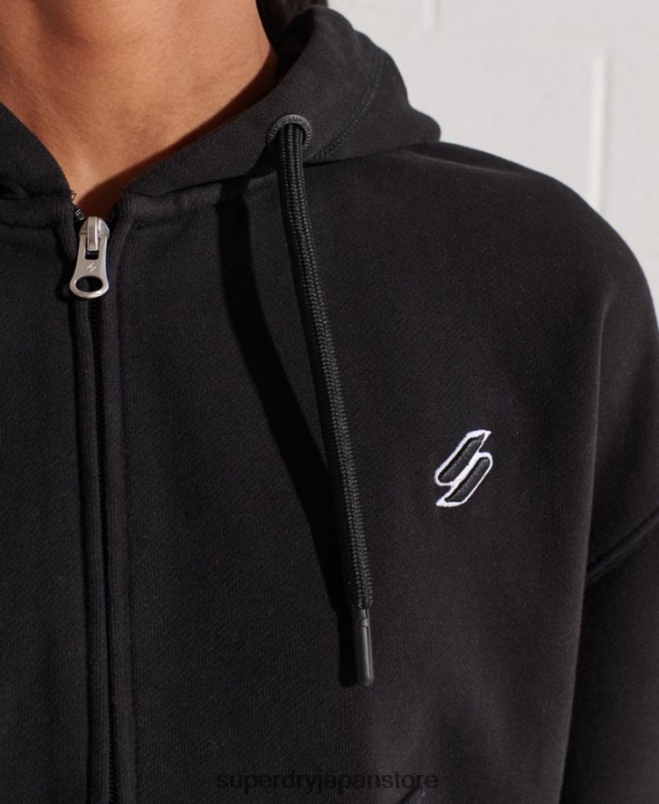 コードエッセンシャルジップパーカー 女性 Superdry 衣類 黒 2J62PZ5944
