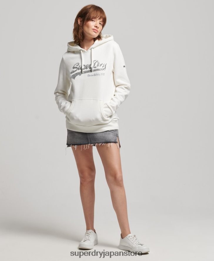 グラフィックロゴ スパークル パーカー 女性 Superdry 衣類 クリーム 2J62PZ5945