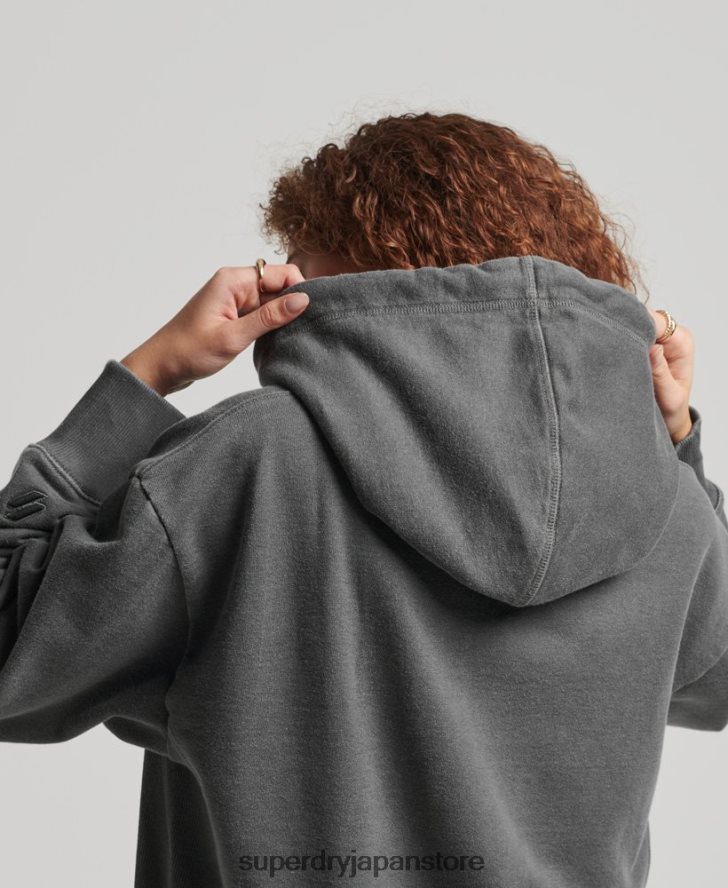 コードロゴガーメントダイオーバーサイズパーカー 女性 Superdry 衣類 黒 2J62PZ5950