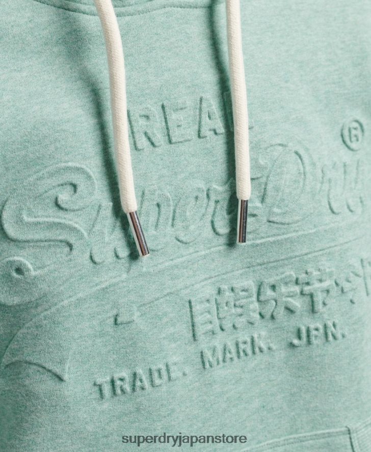 エンボスグラフィックロゴ パーカー 女性 Superdry 衣類 ターコイズ 2J62PZ5952