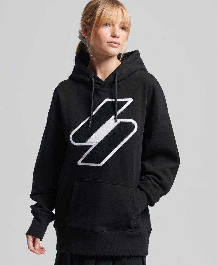 コードシェニールオーバーサイズパーカー 女性 Superdry 衣類 黒 2J62PZ5954