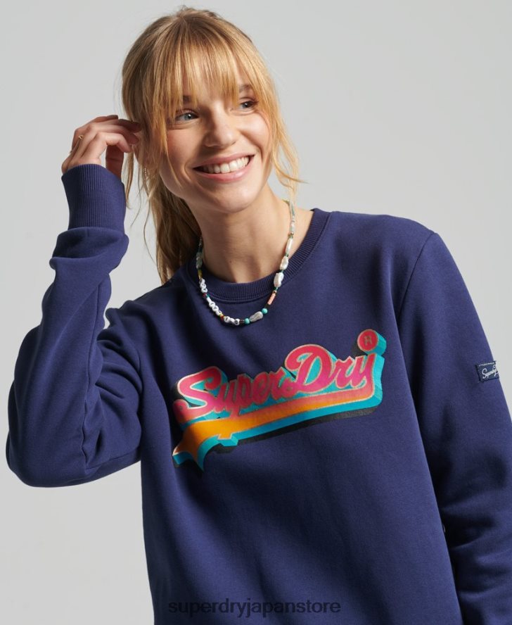 ヴィンテージロゴシーズンクルースウェットシャツ 女性 Superdry 衣類 海軍 2J62PZ5958