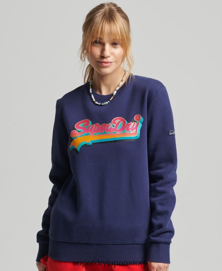 ヴィンテージロゴシーズンクルースウェットシャツ 女性 Superdry 衣類 海軍 2J62PZ5958