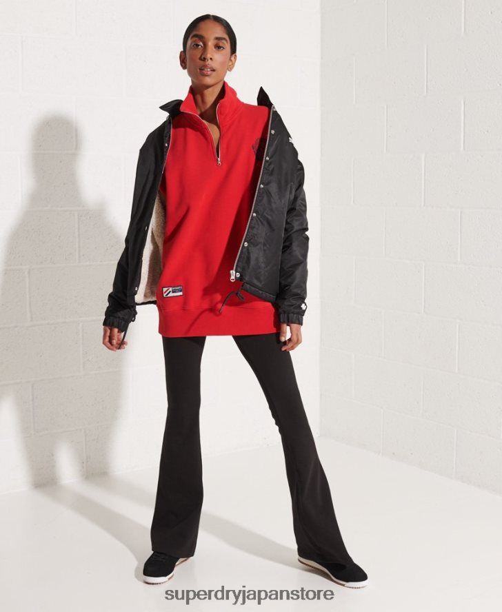 シティカレッジオーバーサイズハーフジップトラックトップ 女性 Superdry 衣類 赤 2J62PZ5959